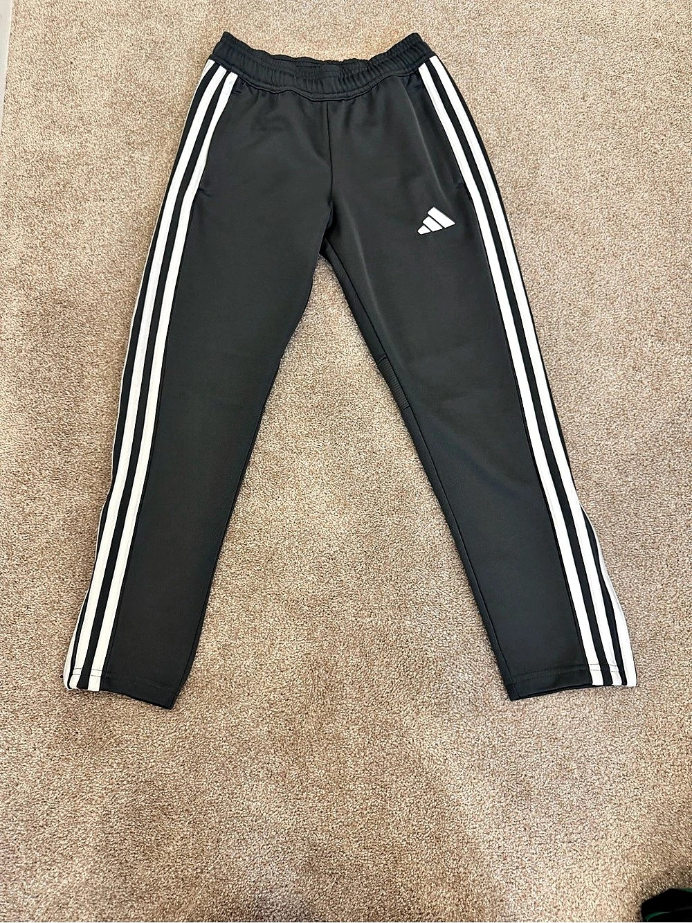 adidas Kids 3-Stripes Track Pants Boys Size 10/12 Black & White